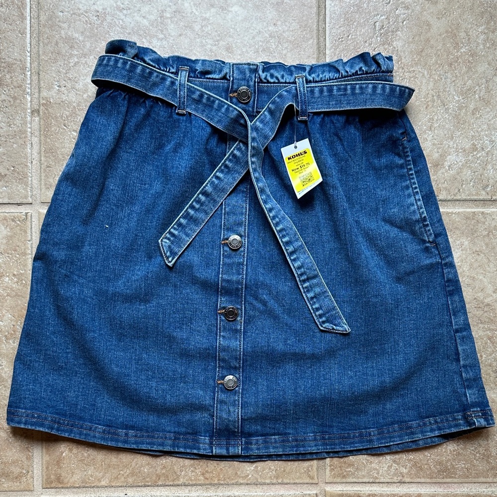 Lands' End Blue Denim Mini Skirt